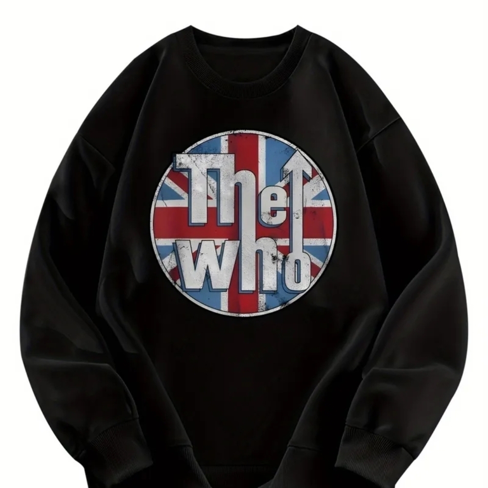 Black Graphic Crewneck Sweater